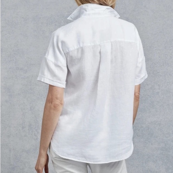 NWOT Frank & Eileen Linen Rose Button Up Shirt XS White Lightweight Coastal - Picture 2 of 11